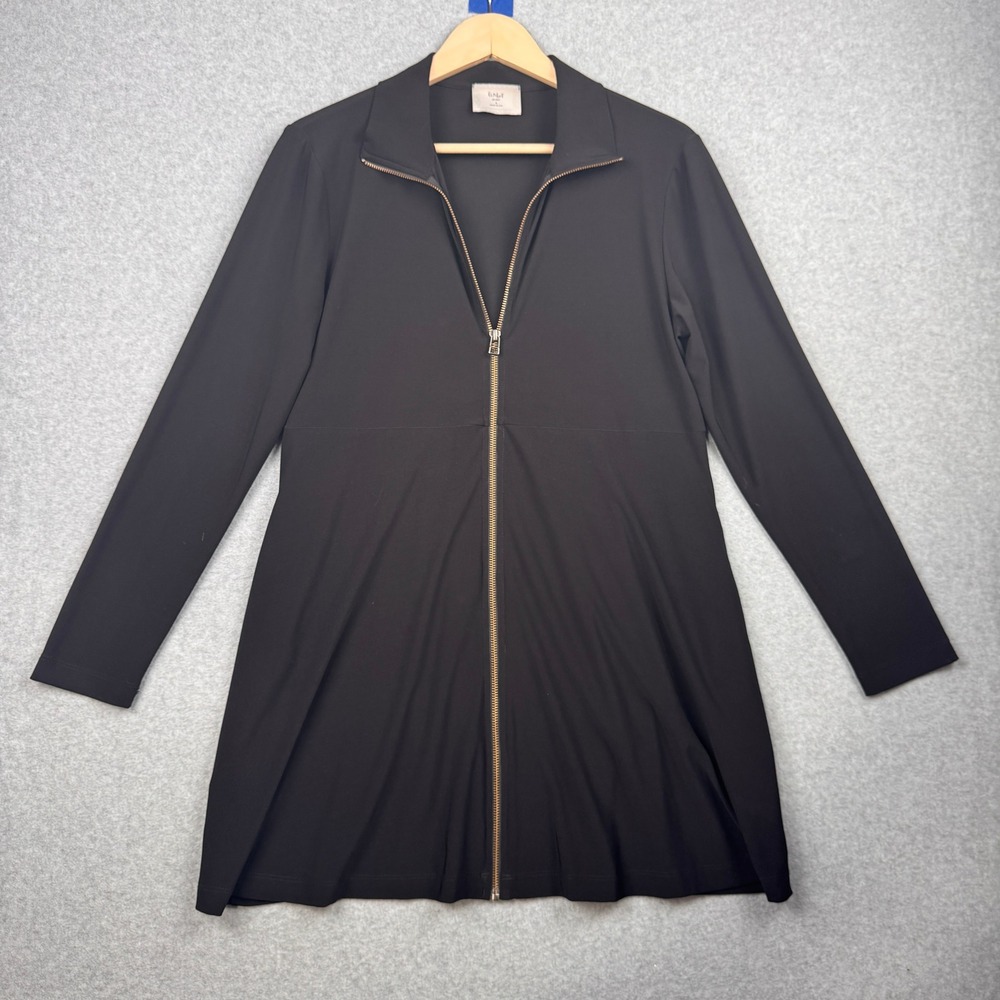 Chalet et ceci Top Womens Small Black Long Sleeve Zip Stretch Tunic Longline